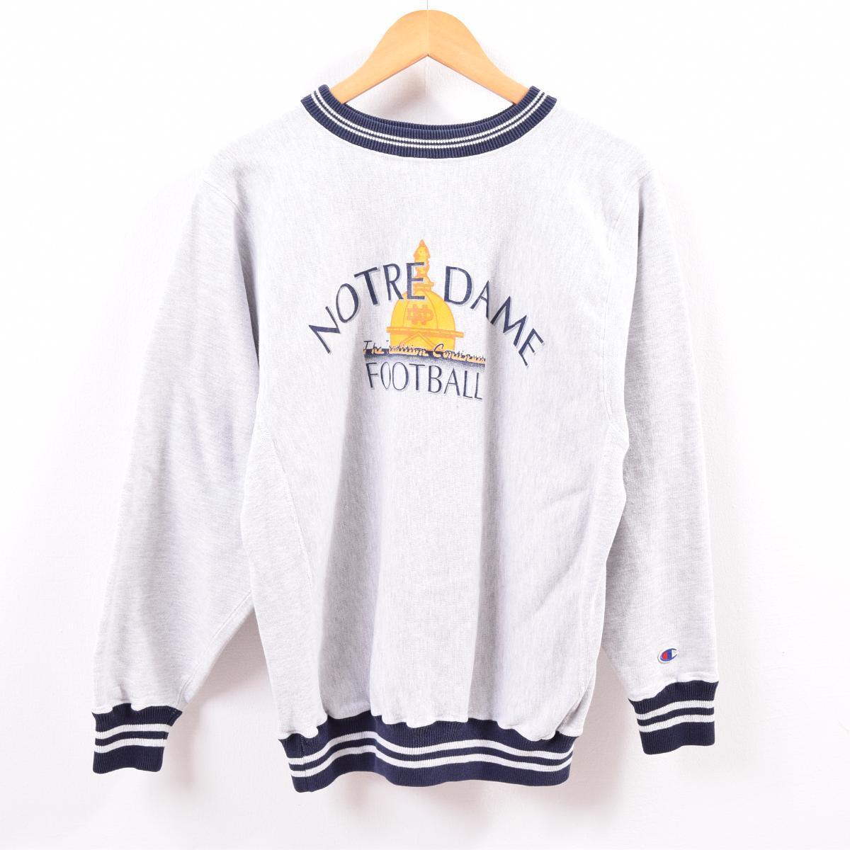 90年代 チャンピオン Champion リバースウィーブ 刺繍タグ NOTRE DAME ノートルダム大学 ラインリブ カレッジスウェットシャツ トレーナー USA製 メンズS ヴィンテージ /wbh3758 【中古】 【190902】【ws2001】【CS2001】