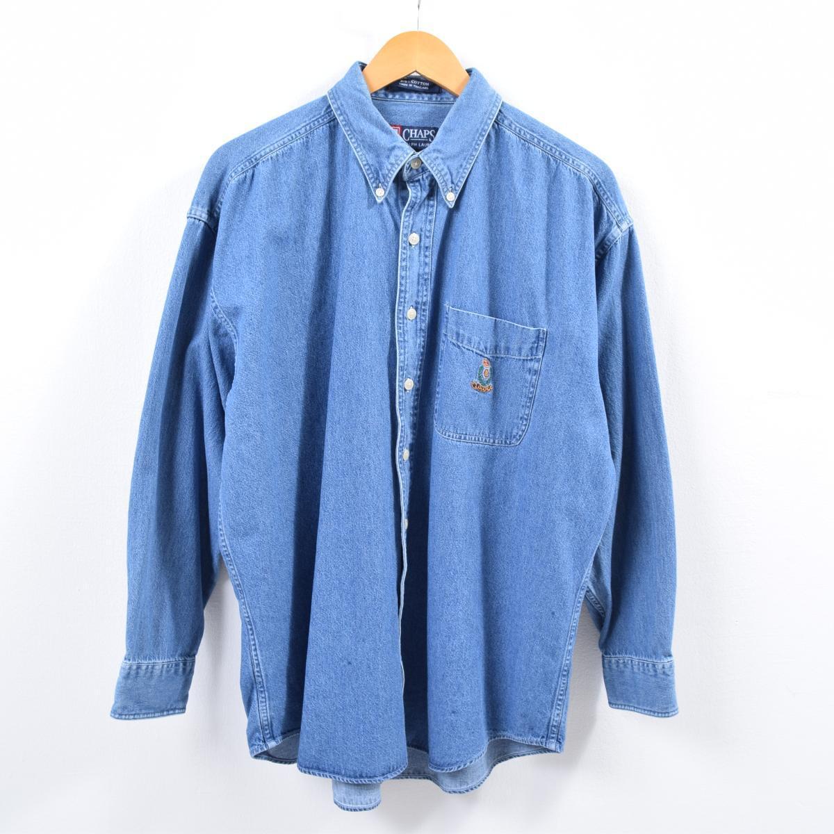 90年代 ラルフローレン Ralph Lauren CHAPS チャップス 長袖 ボタンダウンデニムシャツ メンズXL ヴィンテージ /wbh4031 【中古】 【190905】【PD1910】【CS2003】【SS2007】【CS2007】【SS2009】【JS2010】【SS2101】【CS2101】【2b10f】