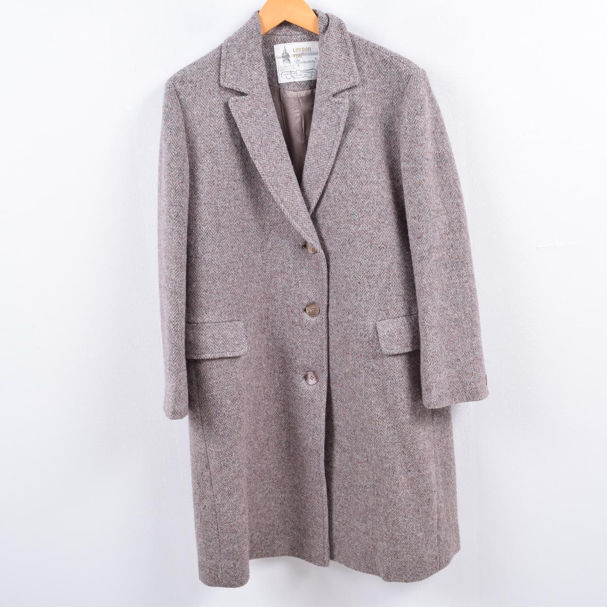 ロンドンフォグ LONDON FOG ヘリンボーン ウールロングコート レディースM /wbi9811 【中古】 【191202】