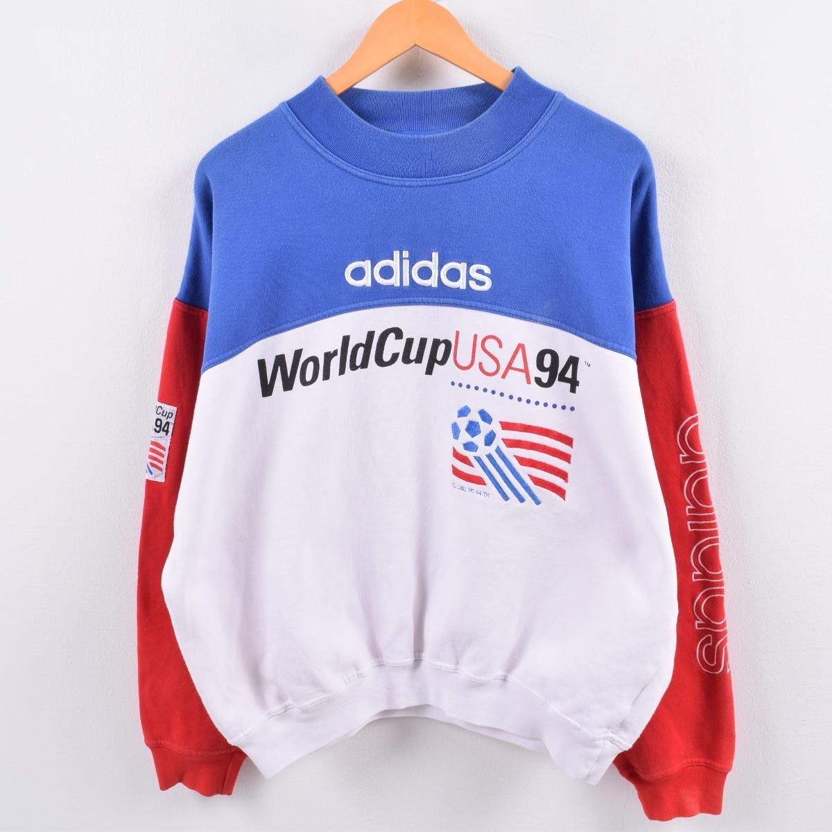 90年代 アディダス Adidas Worldcupusa94 1994 Fifaワールドカップ アメリカ大会 トリコロールカラー 袖ロゴ ロゴスウェット トレーナー メンズl Wbj07 トレーナー 古着屋jam ジャム