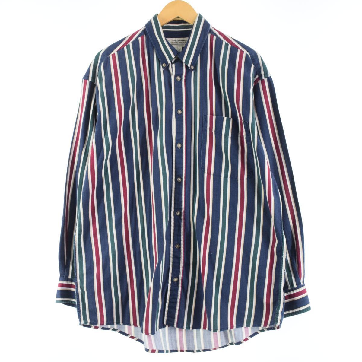 NATURAL ISSUE 長袖 ボタンダウンストライプシャツ メンズL /eaa006877 【中古】 【200215】【SS2007】【CS2007】