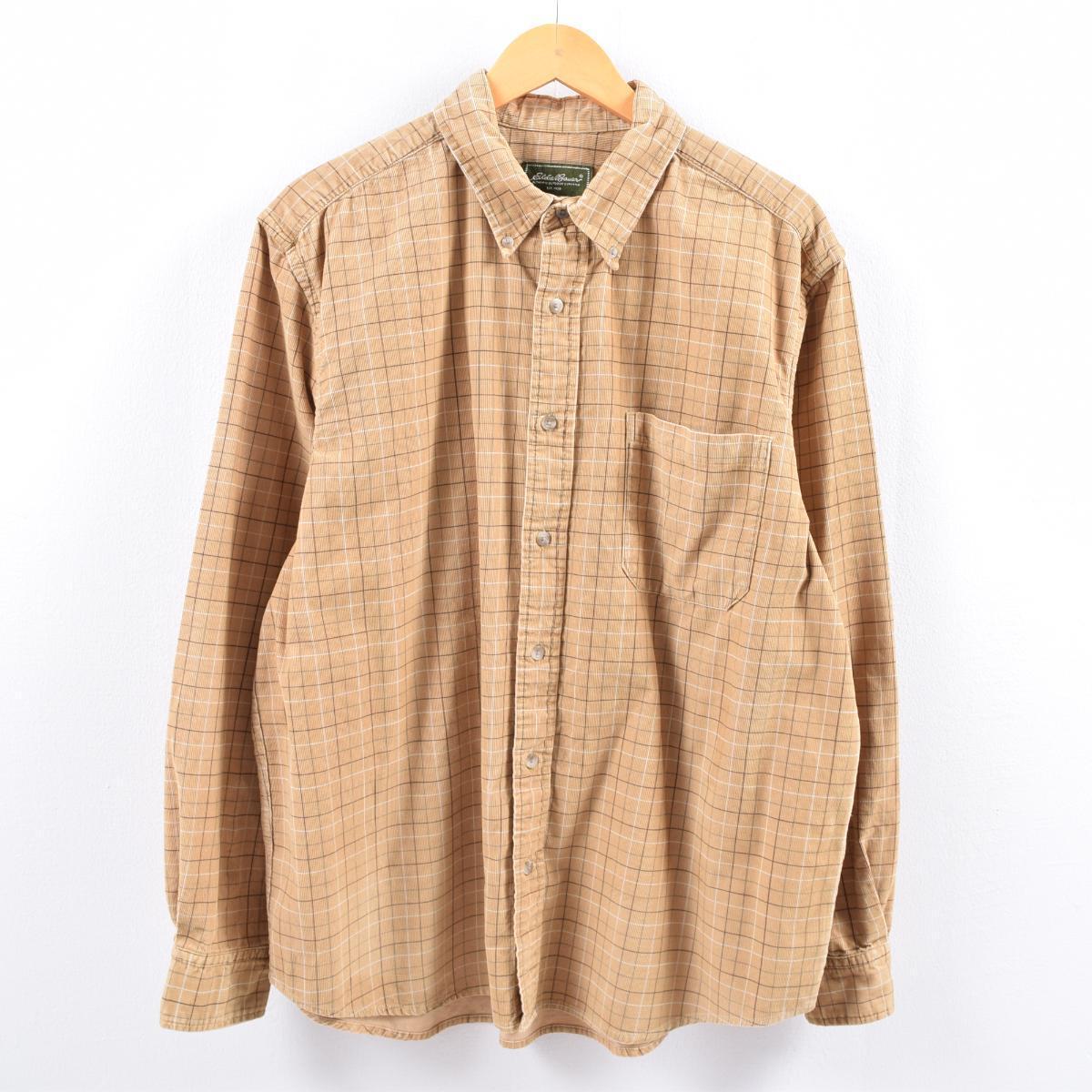 エディーバウアー Eddie Bauer チェック柄 長袖 ボタンダウン コーデュロイシャツ メンズl Eaa0074 0216 Ss07 Cs07 2b10f Ss2106 ボタンダウンシャツ 古着屋jam ジャム