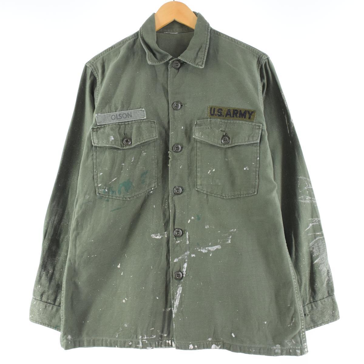 雰囲気系 ペンキ汚れ 68年納品 米軍実品 U.S.ARMY ミリタリー ユーティリティシャツ USA製 メンズM ヴィンテージ /eaa009524 【中古】 【200223】のサムネイル