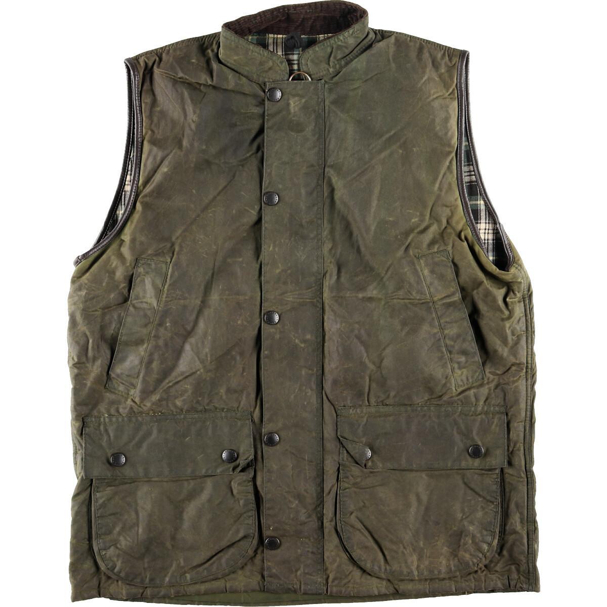 80 90年代 バブアー Barbour 旧3ワラント ワックスコットン オイルドベスト 英国製 メンズl ヴィンテージ Wbj0670 200321 その他ベスト 古着屋jam ジャム
