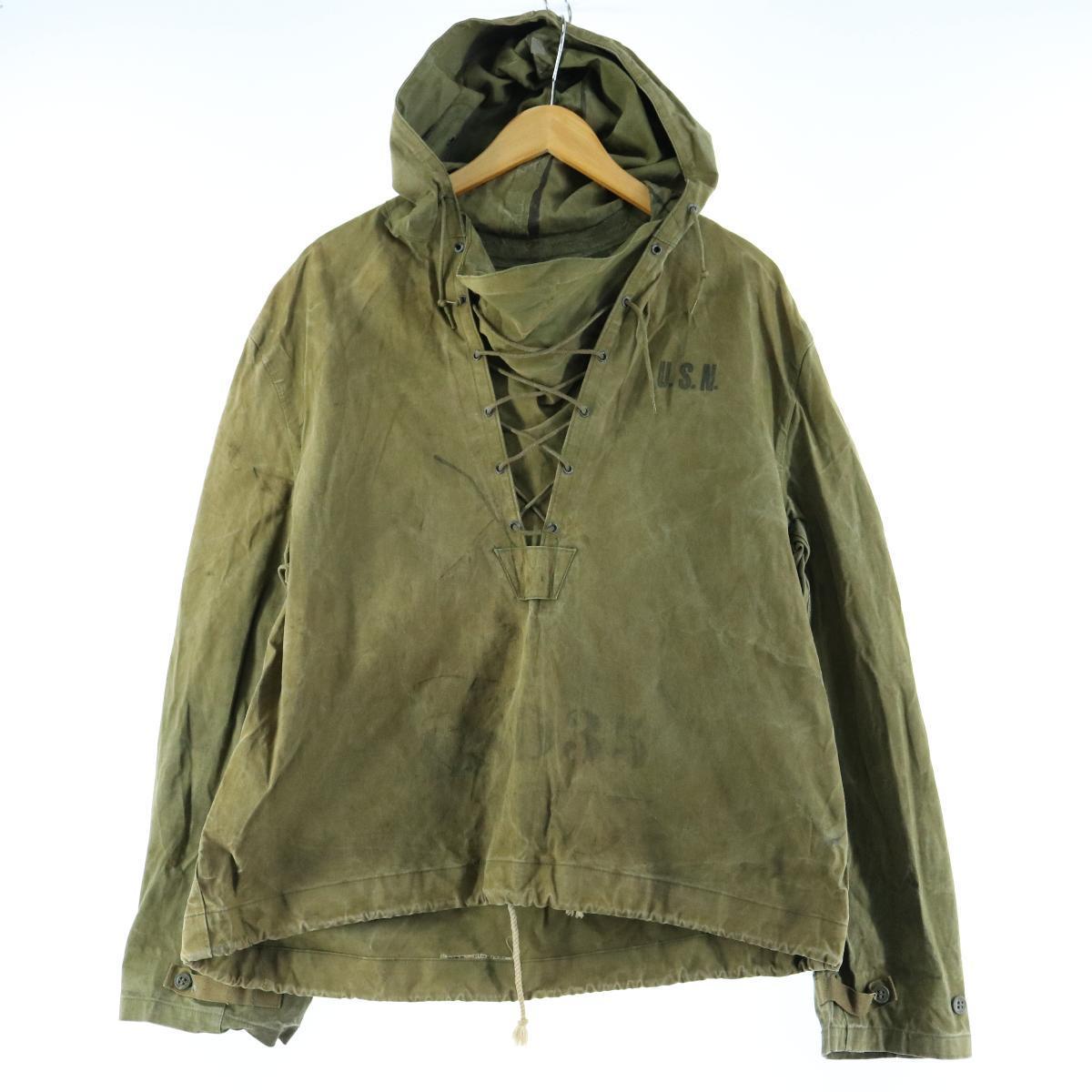 40年代 米軍実品 U.S.NAVY 前期型N-2 ミリタリー レインパーカー USA製 メンズM ヴィンテージ /wbi6842 【中古】 【200402】