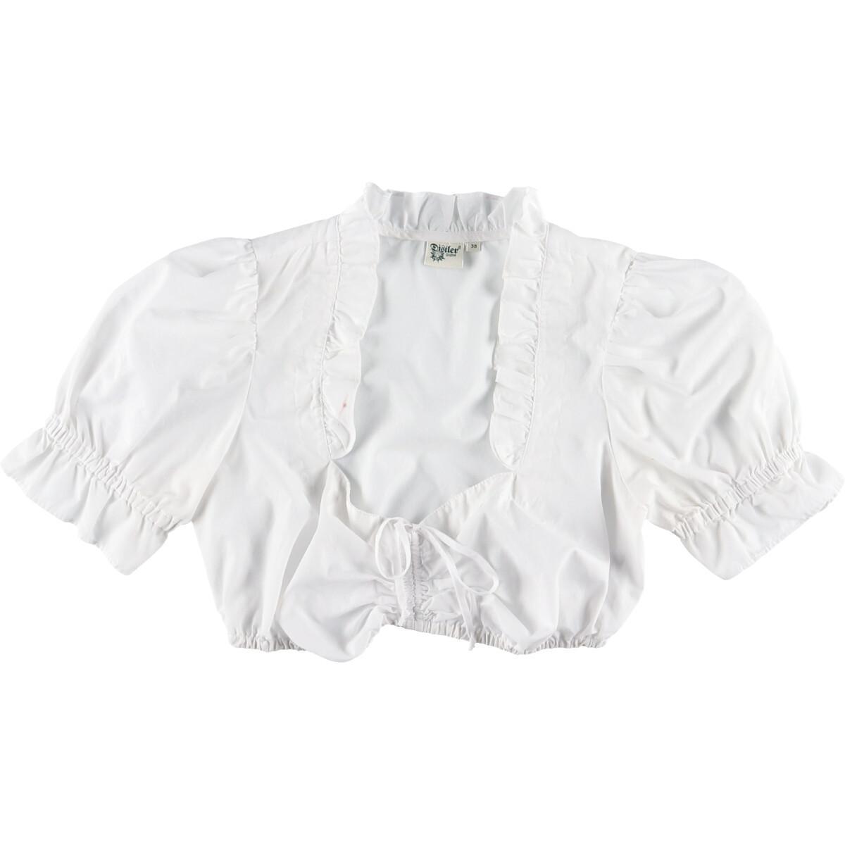 ショート丈 パフスリーブ フリルカラー 半袖 プルオーバー チロルブラウス レディースs Eaa 0405 ブラウス 古着屋jam ジャム