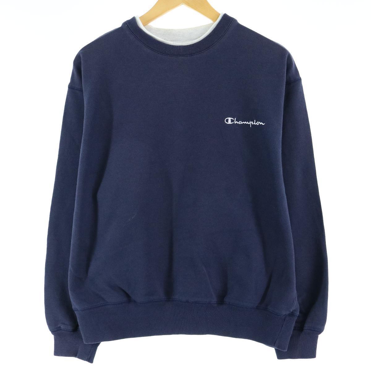チャンピオン Champion レイヤードネック ワンポイントロゴスウェット トレーナー メンズM /eaa016265 【中古】 【200403】