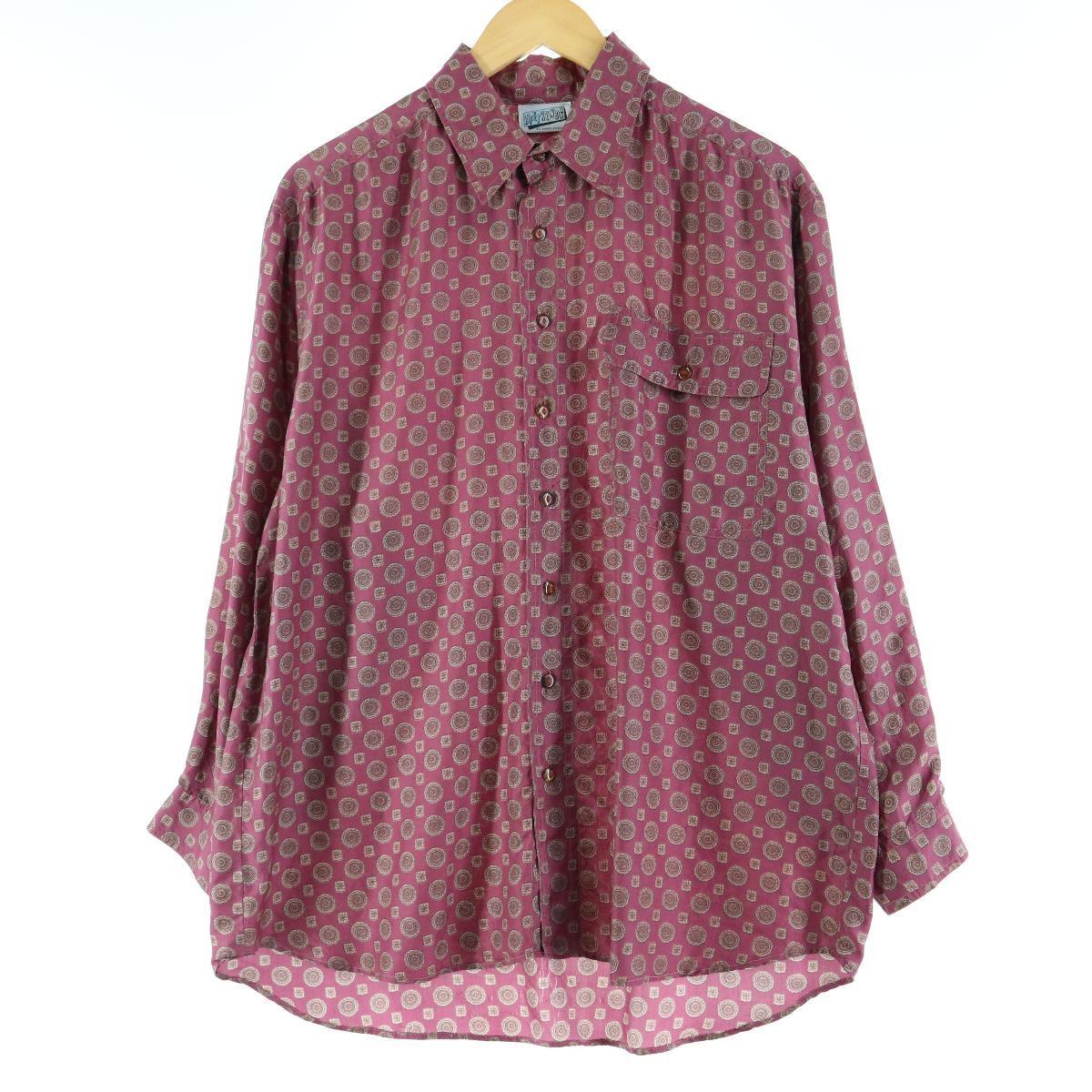 Lifetrends 総柄 小紋柄 長袖 シルクシャツ メンズm Eaa0018 0410 その他長袖シャツ 古着屋jam ジャム