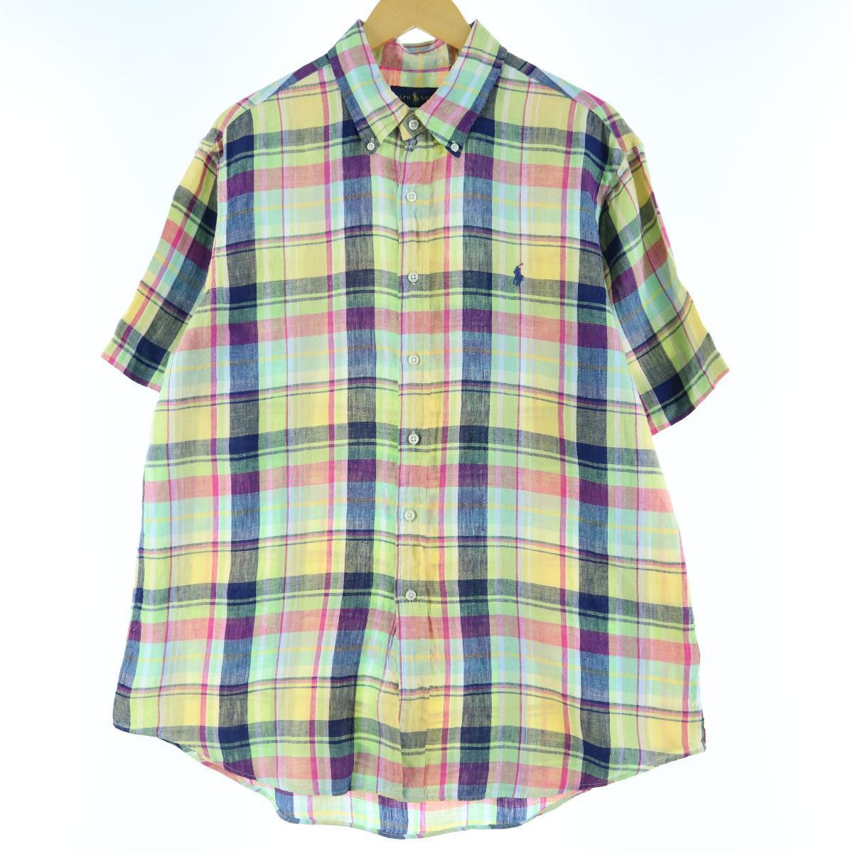 ラルフローレン Ralph Lauren マドラスチェック 半袖 ボタンダウン リネンシャツ メンズl Eaa 0411 Js10 Ss12 Ss2106 その他半袖シャツ 古着屋jam ジャム