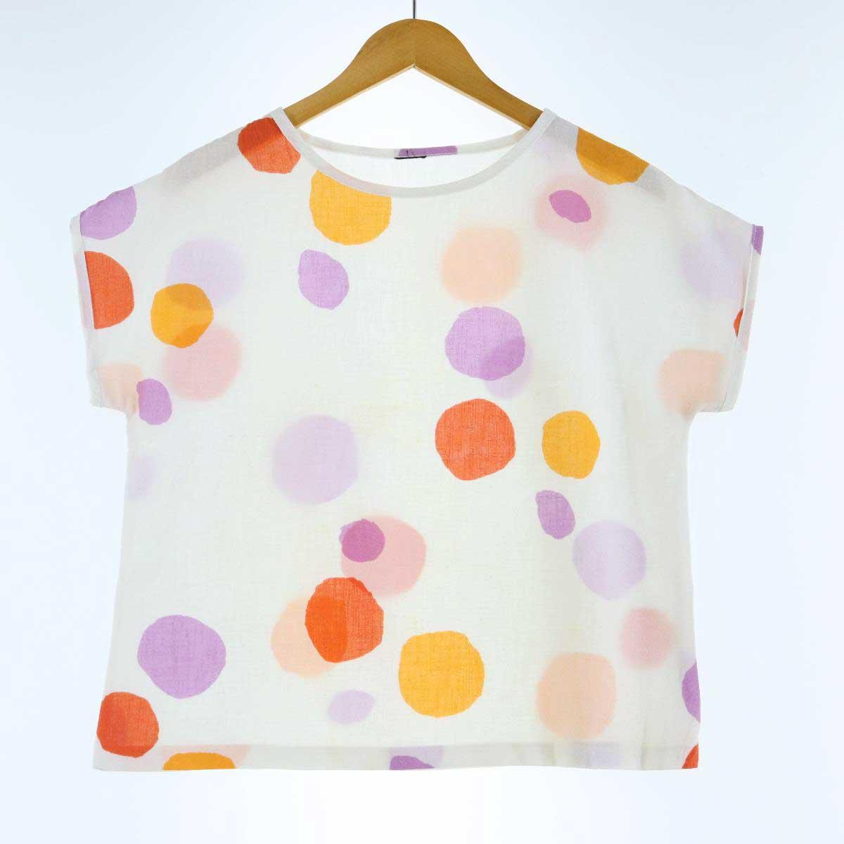 ドット柄 フレンチスリーブ トップス レディースm Eaa 0419 カットソー 古着屋jam ジャム ドット柄 フレンチスリーブ トップス レディースm Eaa 0419 カットソー 古着屋jam ジャム