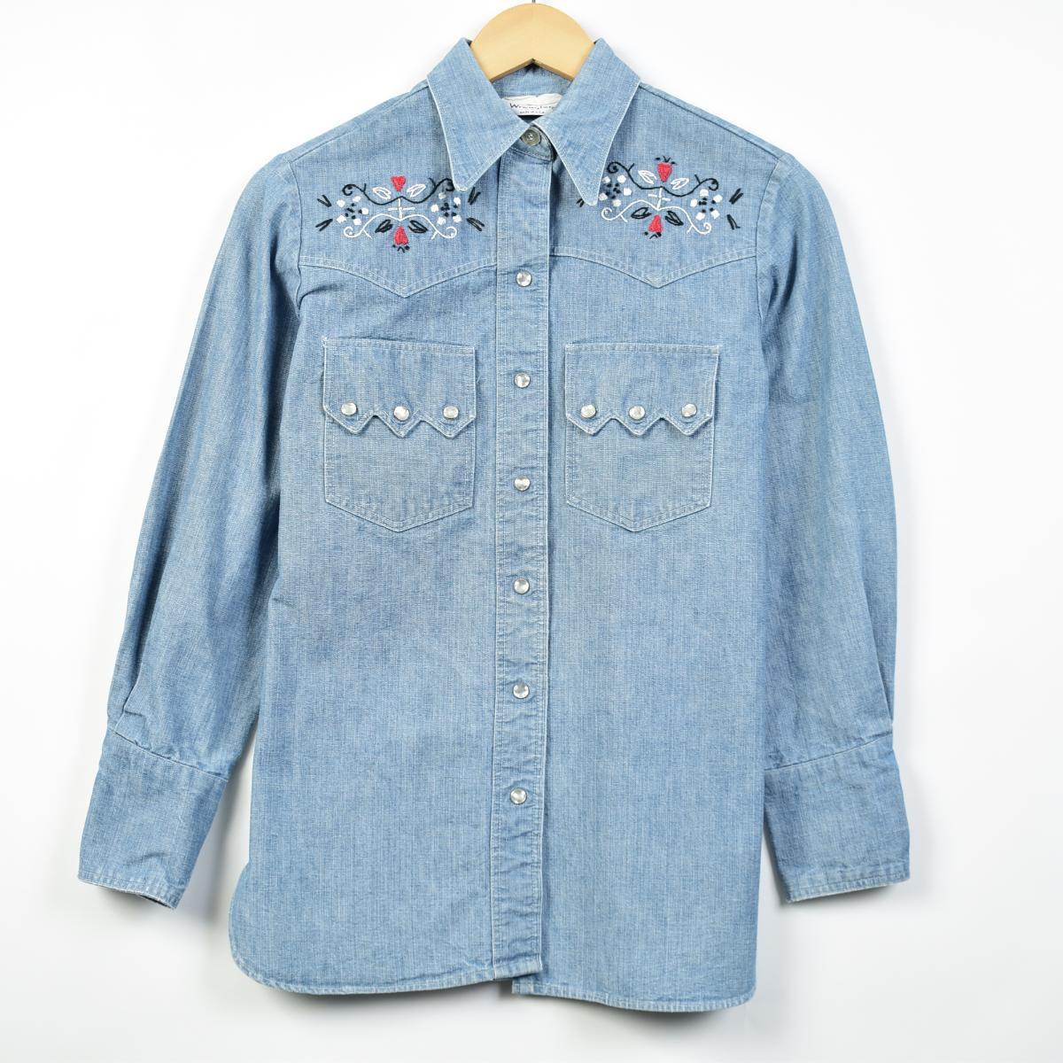 ラングラー Wrangler 刺繍 長袖 デニムウエスタンシャツ Usa製 メンズs Eaa 0423 Js10 Ss12 Ss2103 2b10f Ss2106 ウエスタンシャツ 古着屋jam ジャム