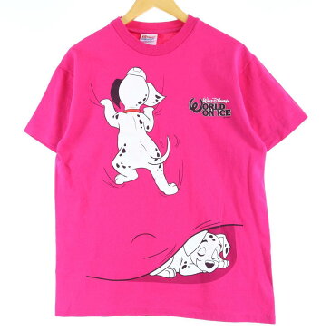 90年代 ヘインズ Hanes HEAVYWEIGHT WALT DISNEY'S WORLD ON ICE 101匹わんちゃん キャラクタープリントTシャツ レディースL ヴィンテージ /eaa023992 【中古】 【200423】