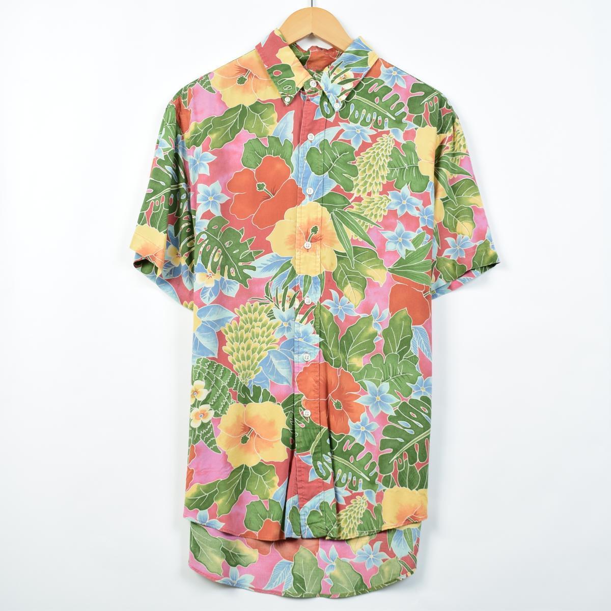 ラルフローレン Ralph Lauren 総柄 ボタニカル柄 ボタンダウン ビスコース ハワイアンアロハシャツ メンズL /eaa026703 【中古】 【200424】【SS2009】【JS2010】【SS2012】