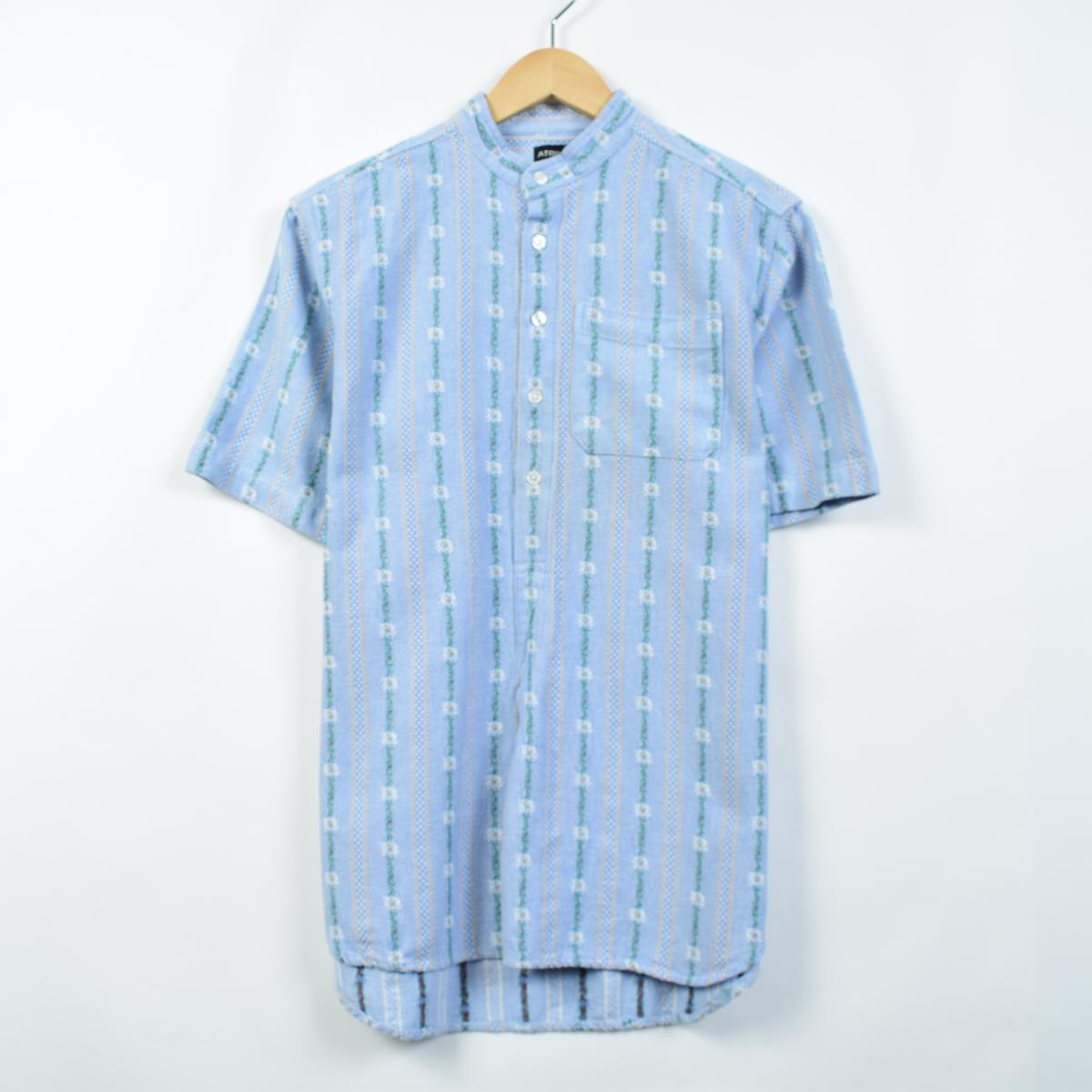 Atrium 総柄 バンドカラー ハーフボタン 半袖 プルオーバーシャツ メンズm Eaa 0507 Ss09 Js10 Ss12 Kf12 Ss2101 Cs2101 その他半袖シャツ 古着屋jam ジャム