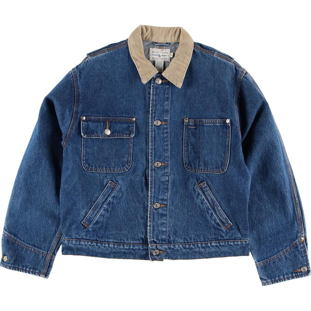 80年代 ラルフローレン Ralph Lauren Polo Ralph Lauren 白タグ コーデュロイ襟 デニムジャケット Gジャン メンズl ヴィンテージ Eaa 0514 デニムジャケット 古着屋jam ジャム