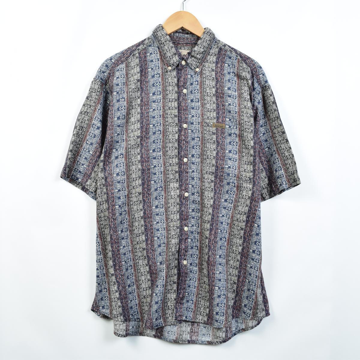 90年代 ウールリッチ WOOLRICH 総柄 半袖 ボタンダウンシャツ メンズXL ヴィンテージ /eaa032542 【中古】 【200517】【JS2010】
