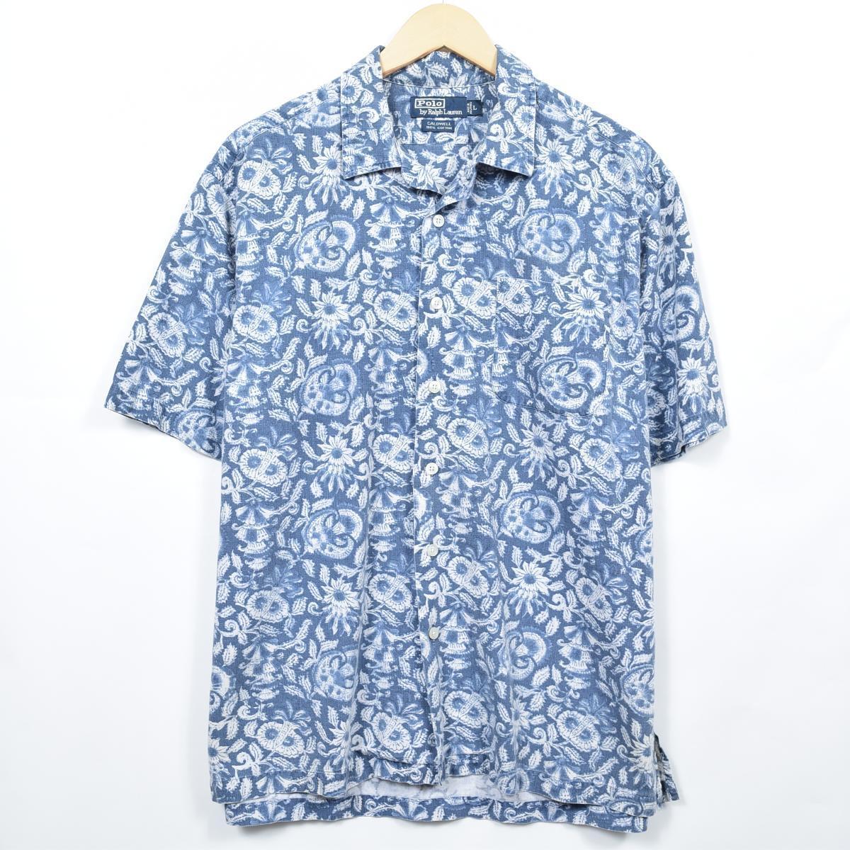 ラルフローレン Ralph Lauren POLO by Ralph Lauren 総柄 オープンカラー ハワイアンアロハシャツ メンズL /eaa033712 【中古】 【200524】【SS2009】【JS2010】【SS2012】