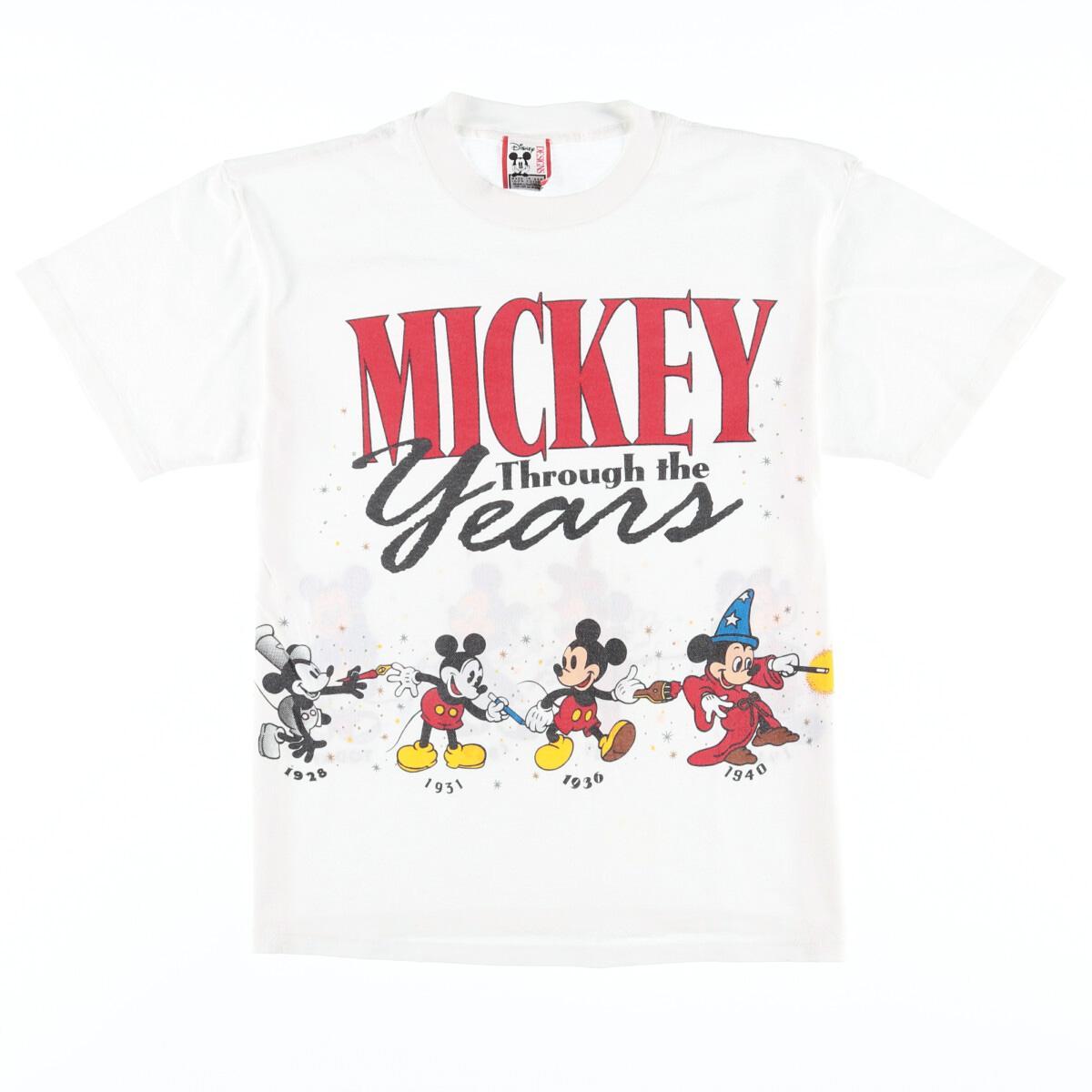 90年代 Disney Character Fashions Mickey Mouse ミッキーマウス Through The Years キャラクタープリントtシャツ Usa製 レディースl ヴィンテージ Eaa 0523 キャラクターtシャツ 古着屋jam ジャム