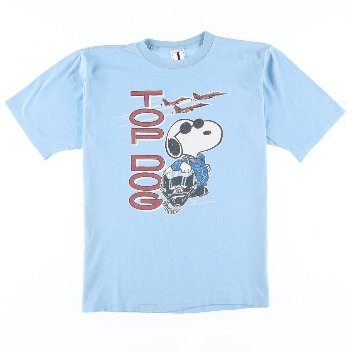 80 90年代 Jostens Top Gun トップガン Snoopy スヌーピー パロディ キャラクタープリントtシャツ Usa製 レディースl Xl メンズm Eaa 0523 Ss12 Kf12 Ss2101 Cs2101 キャラクターtシャツ 古着屋jam ジャム