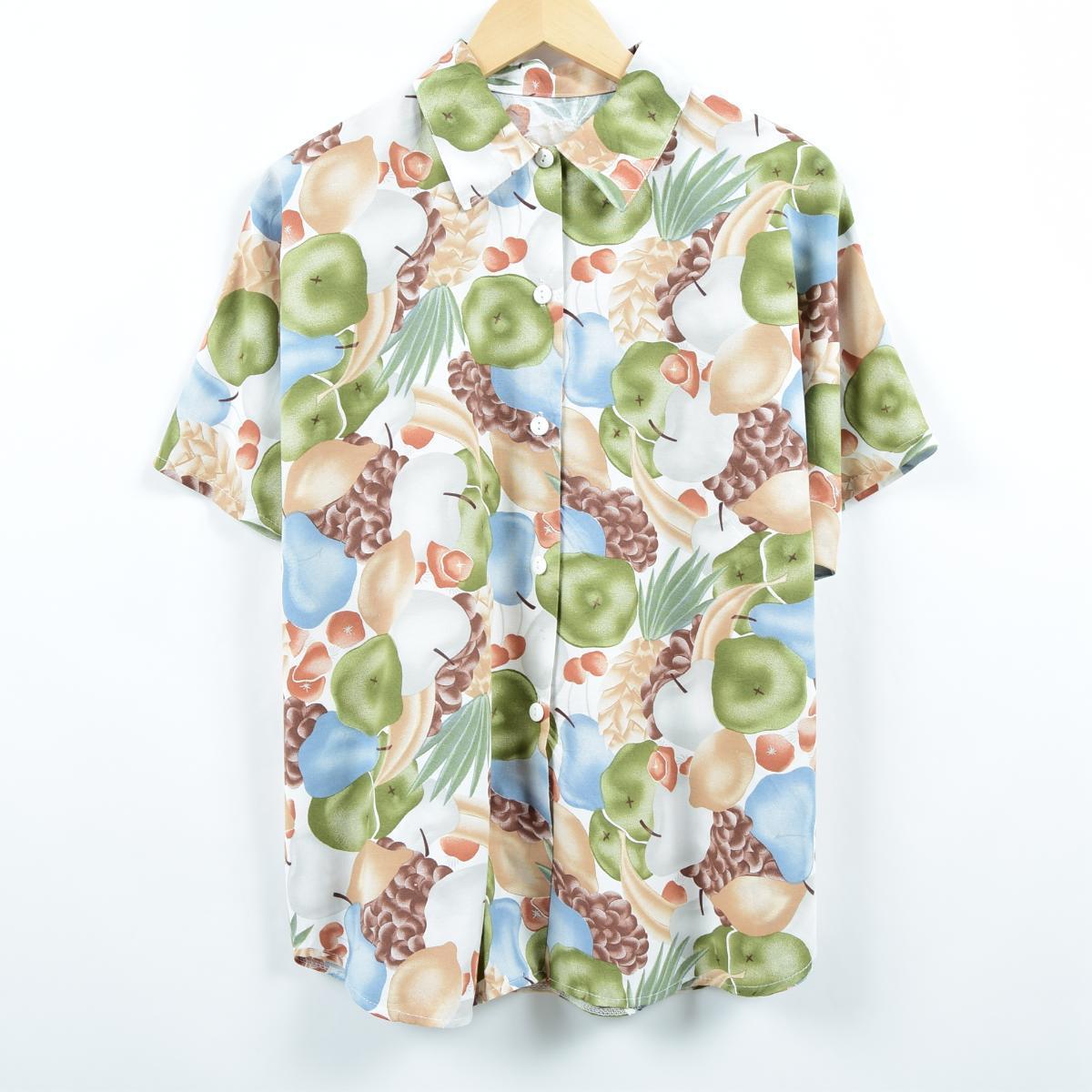 総柄 フルーツ柄 半袖シャツ フランス製 レディースxxl Eaa 0530 Ss09 Js10 Ss12 Kf12 Ss2101 Cs2101 その他半袖シャツ 古着屋jam ジャム