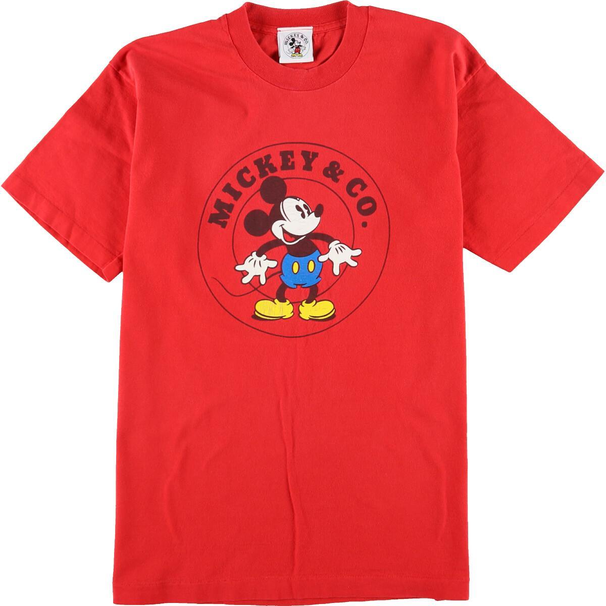 90年代 MICKEY&CO. MICKEY MOUSE ミッキーマウス キャラクタープリントTシャツ USA製 レディースL ヴィンテージ /eaa042332 【200524