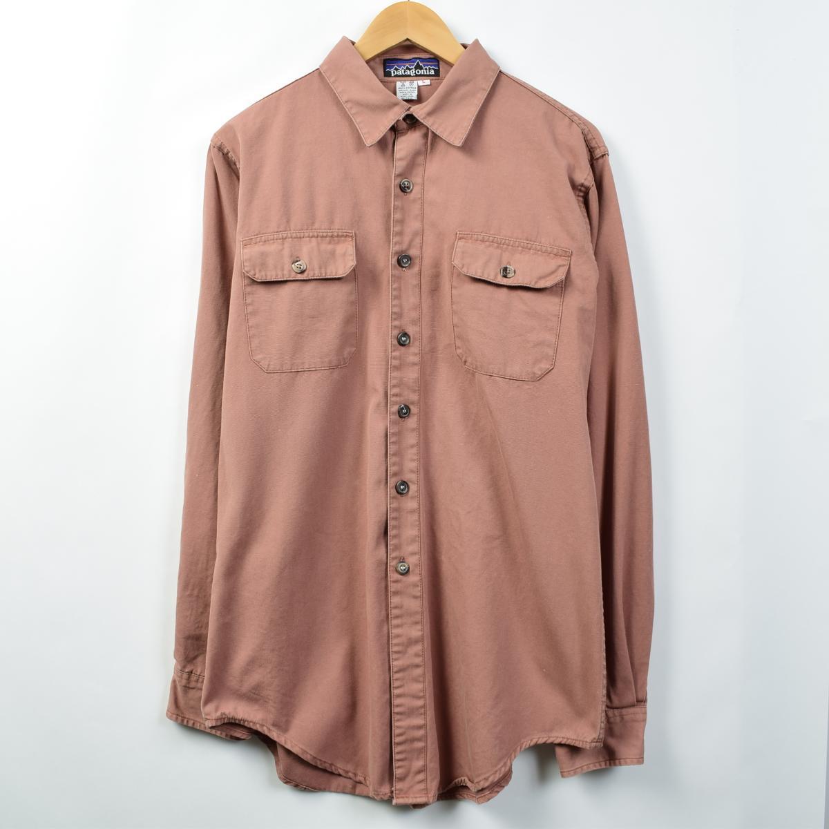80年代 パタゴニア Patagonia 長袖 コットンキャンバスシャツ メンズl ヴィンテージ Eaa 中古 0529 Ss2103 無地 コットンシャツ 古着屋jam ジャム