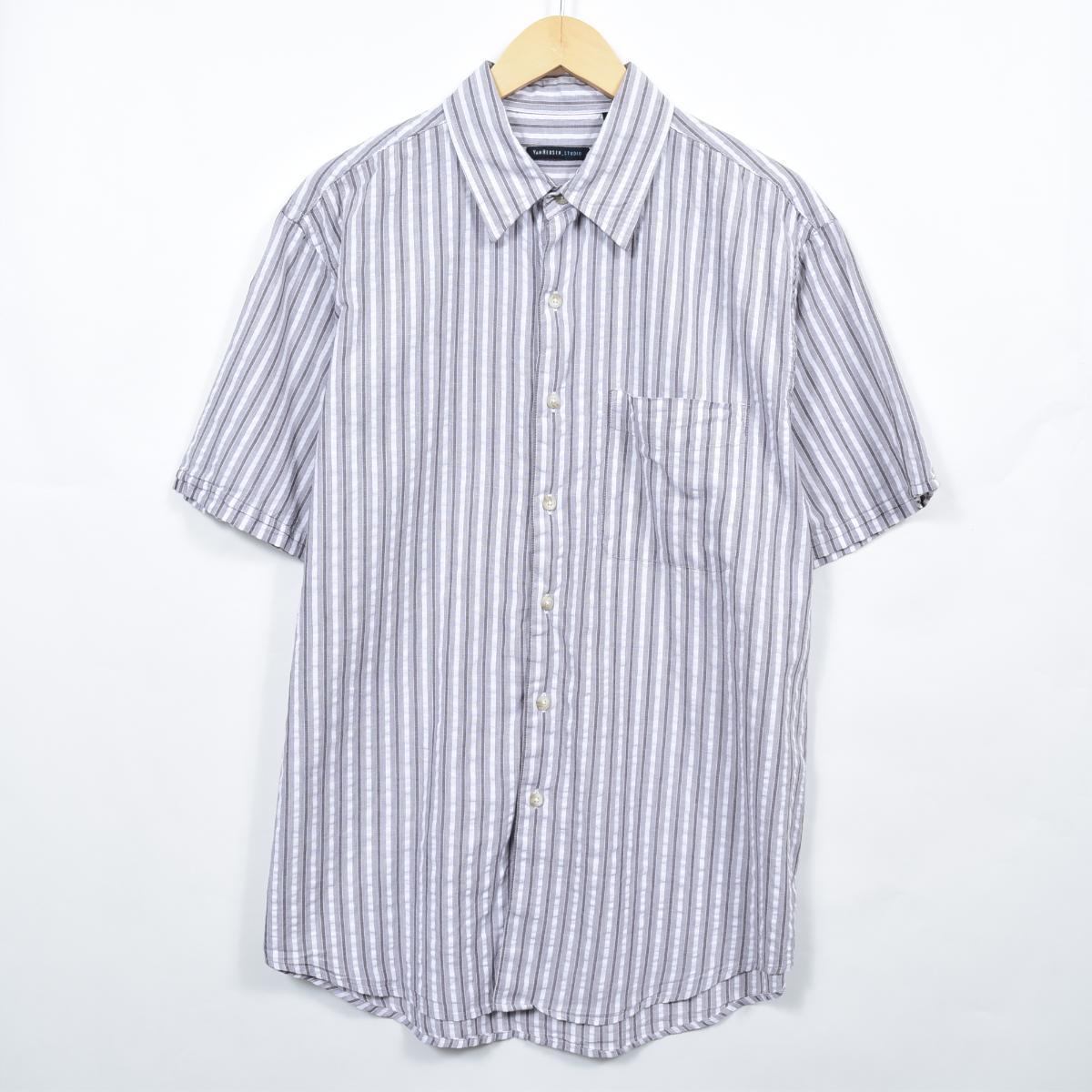 バンヒューゼン Van Heusen 半袖 コットン ストライプシャツ メンズl Eaa 中古 0613 Js10 Ss12 Kf12 Ss2101 Cs2101 Ss2106 その他半袖シャツ 古着屋jam ジャム