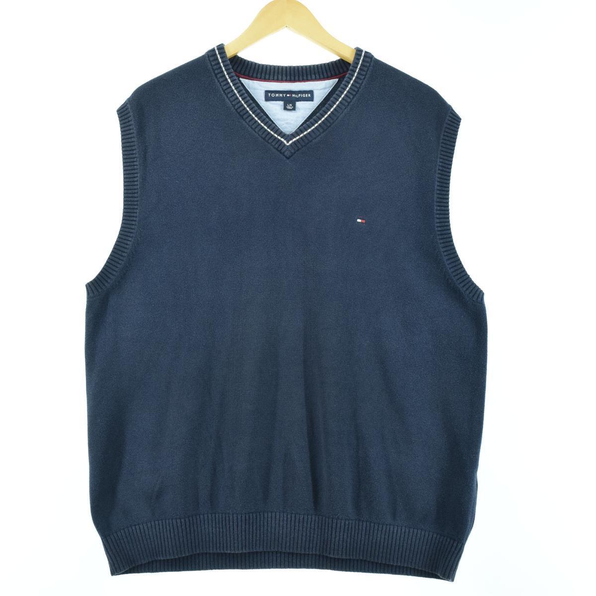トミーヒルフィガー Tommy Hilfiger Vネック コットンニットベスト メンズl Eaa 0611 Ss2103 ニットベスト 古着屋jam ジャム