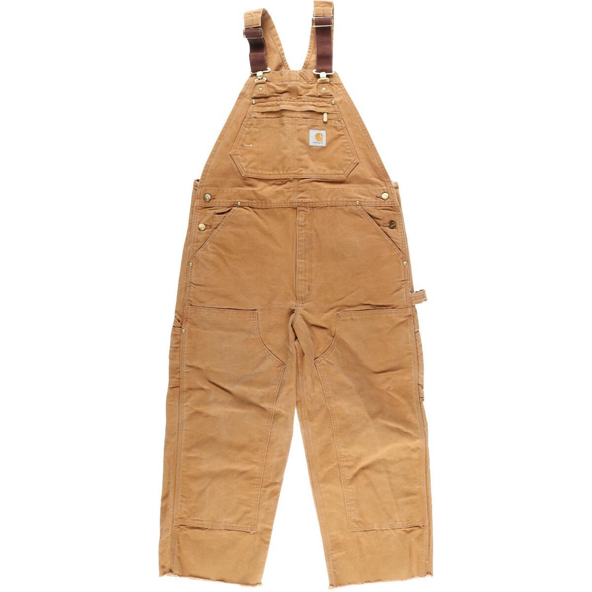 カーハート Carhartt 裾カットオフ ダブルニー ダック地 オーバーオール USA製 メンズw38 /eaa047796 【中古】 【200614】