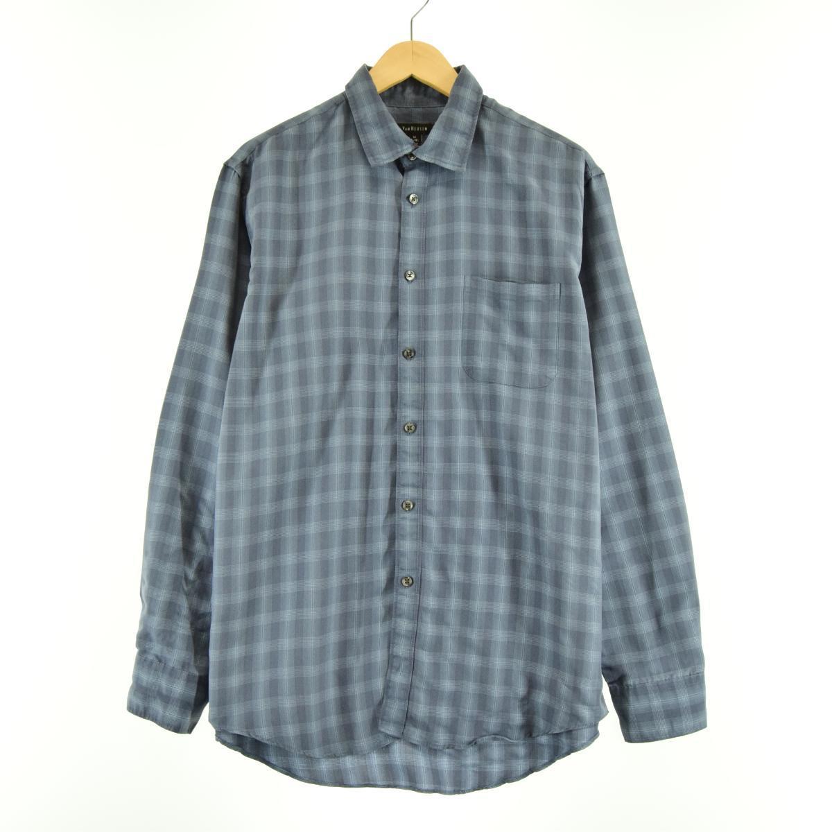 バンヒューゼン Vanheusen チェック柄 長袖 ポリ レーヨンシャツ メンズl Eaa 0618 その他長袖シャツ 古着屋jam ジャム