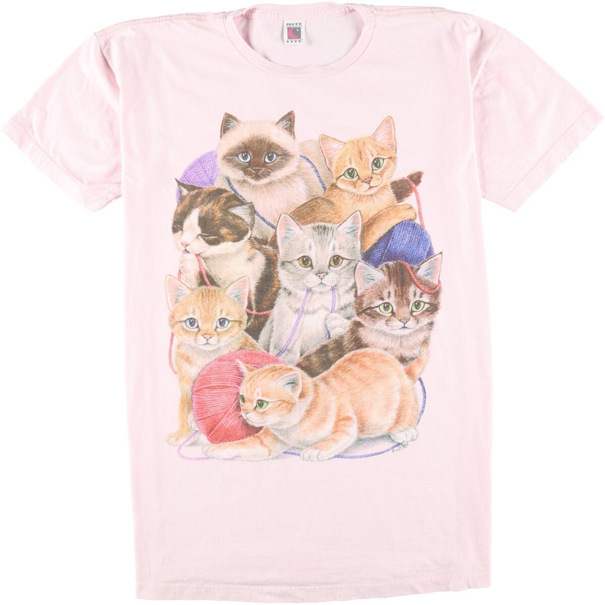 Nite Lite ネコ柄 Tシャツワンピース フリーサイズ Eaa 0619 Tシャツワンピース 古着屋jam ジャム