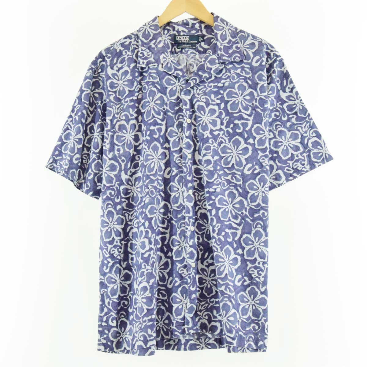 ラルフローレン Ralph Lauren POLO by Ralph Lauren オープンカラー 総柄 花柄 リネン×コットン ハワイアンアロハシャツ メンズXL /eaa050561 【中古】 【200622】【SS2009】【JS2010】【SS2012】