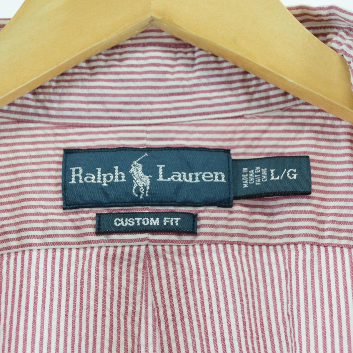 Ralph Lauren 半袖 ボタンダウンストライプシャツ / メンズL