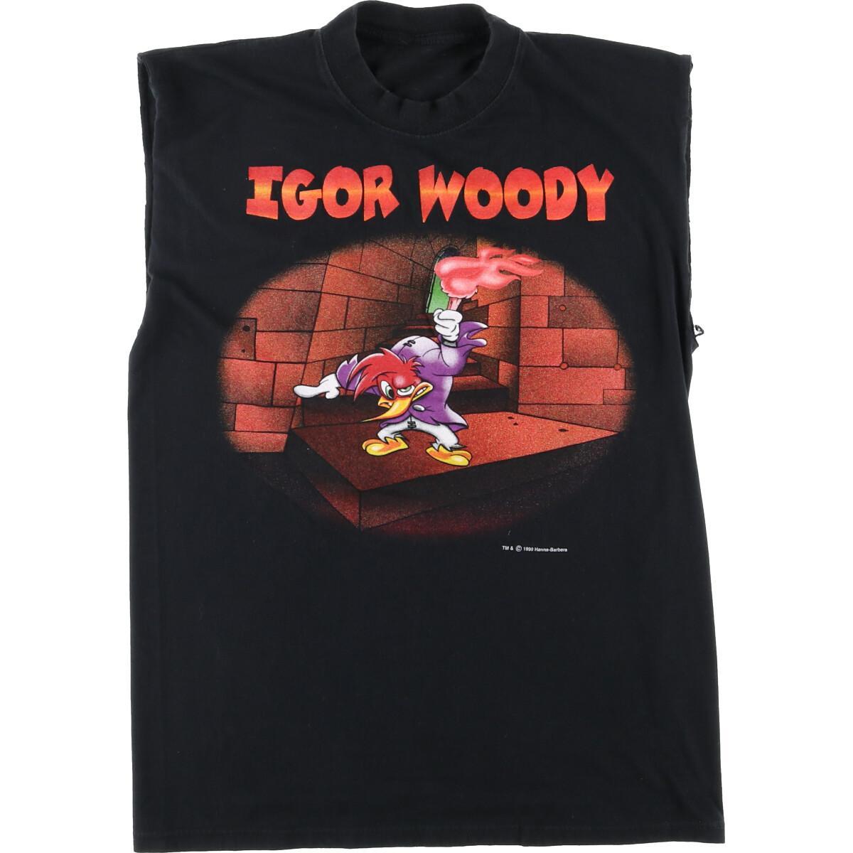 90年代 Woody Woodpecker ウッディウッドペッカー 袖カットオフ キャラクタープリントtシャツ レディースm ヴィンテージ Eaa0541 0626 キャラクターtシャツ 古着屋jam ジャム