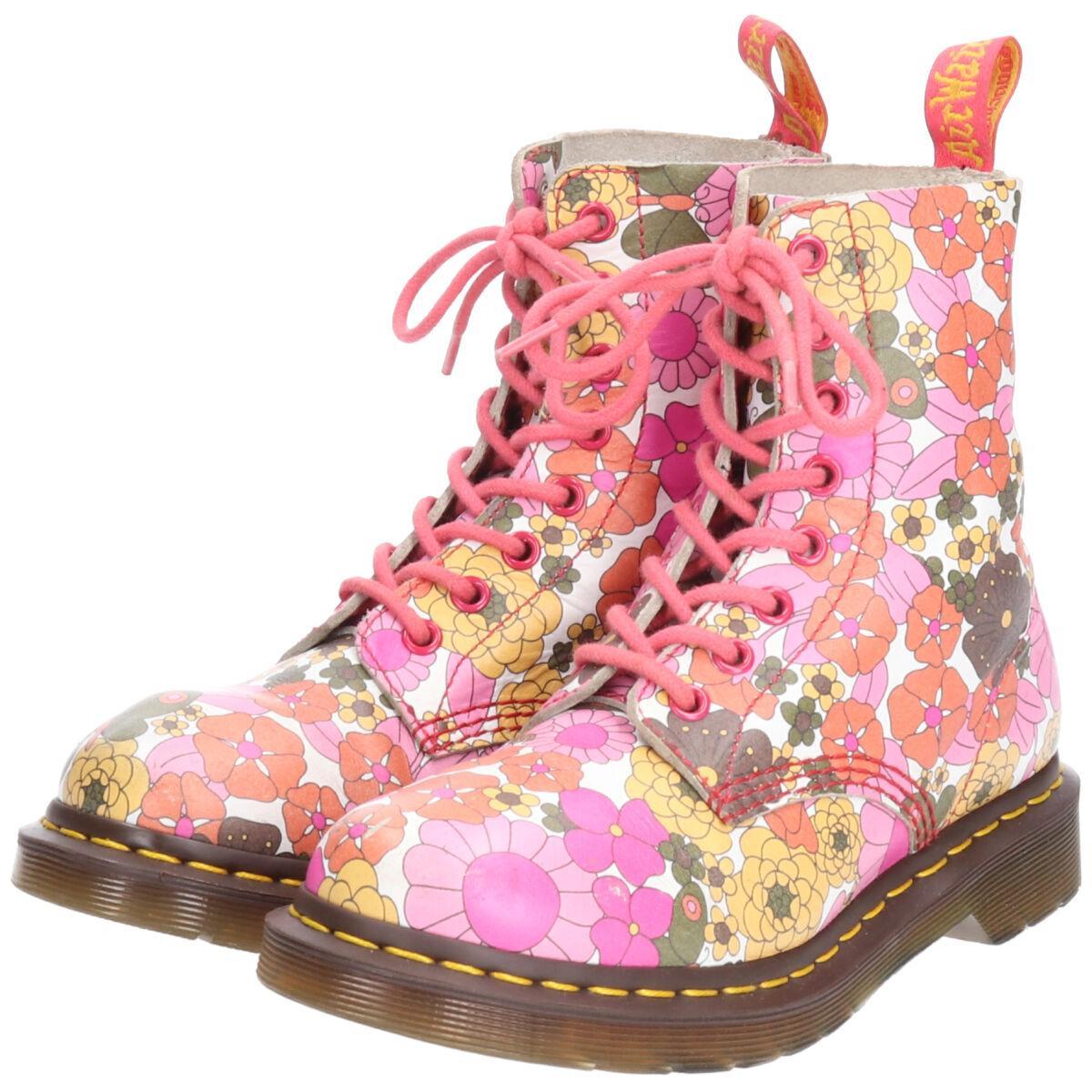 ドクターマーチン Dr Martens 花柄 8ホールブーツ Uk4 レディース22 5cm Saa 0706 レースアップブーツ 古着屋jam ジャム