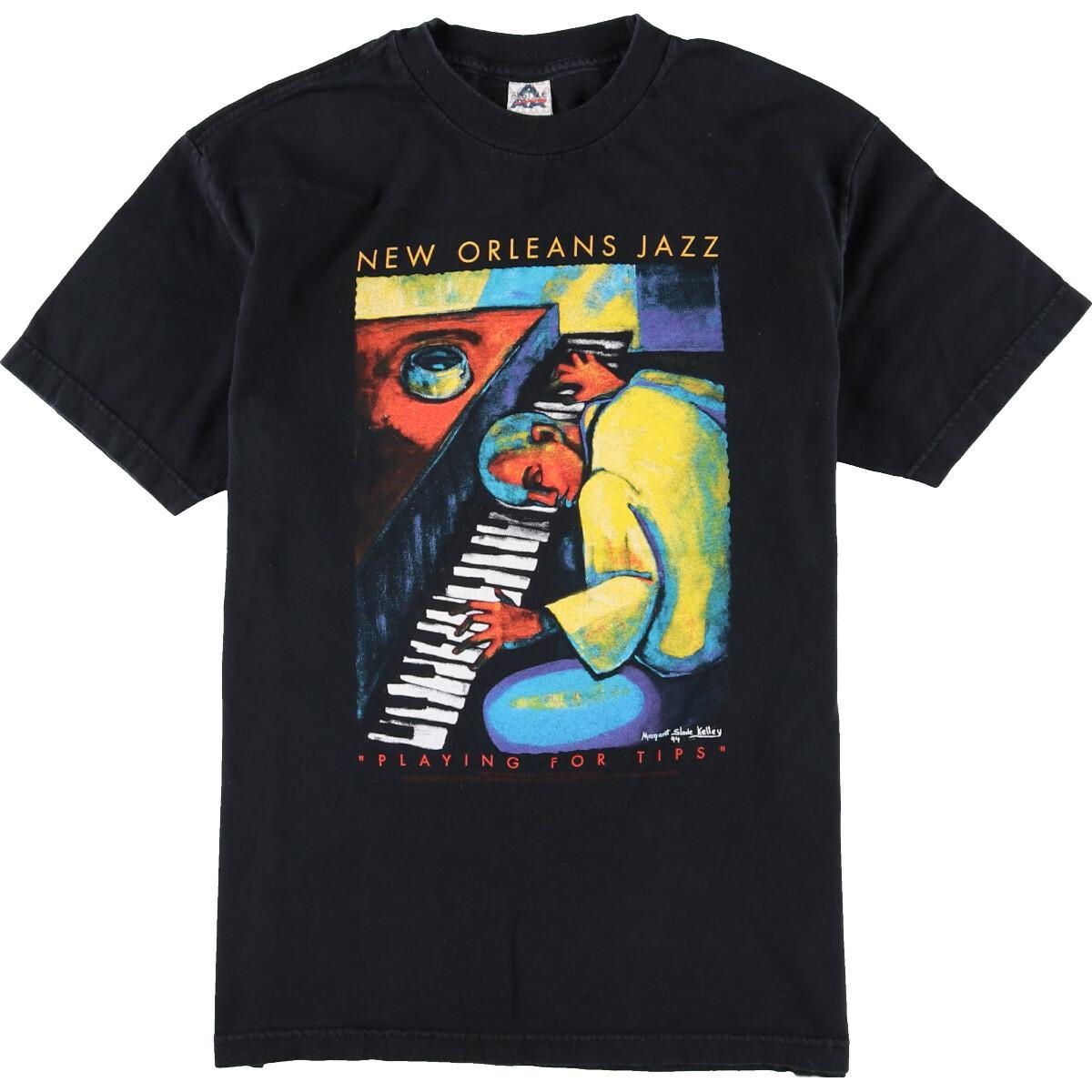 ALSTYLE APPAREL&ACTIVEWEAR Margaret Slade Kelly SMOOTH JAZZ NEW ORLEANS PLAYING FOR TIPS バンドTシャツ メンズL /eaa060808 【中古】 【200717】【SS2009】【JS2010】【SS2012】【SS2103】