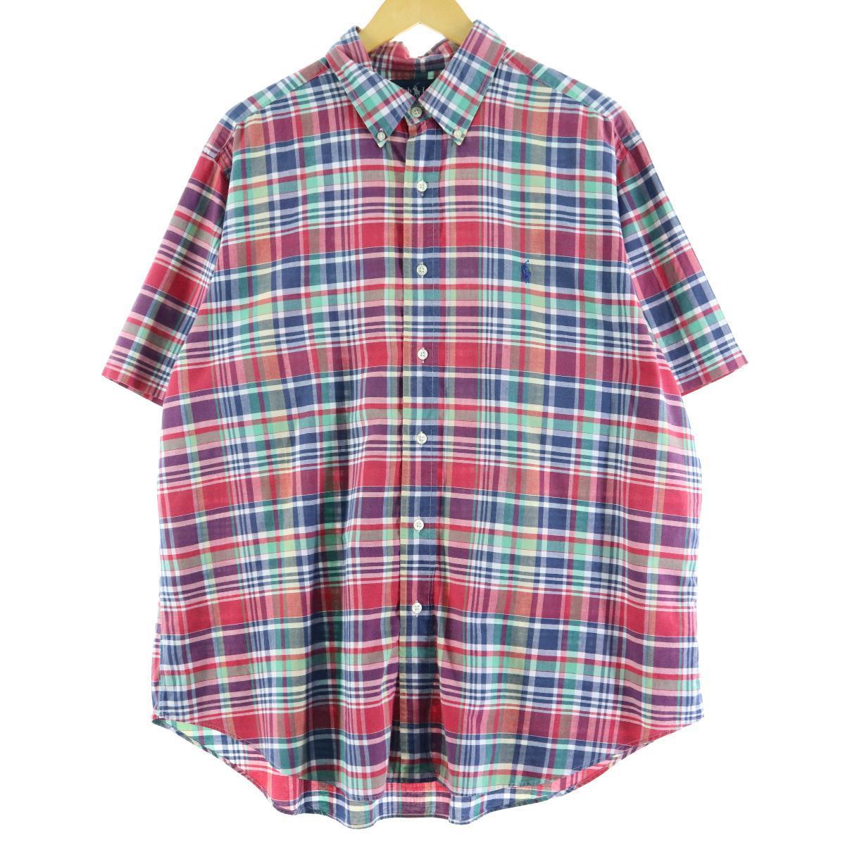 ラルフローレン Ralph Lauren 半袖 ボタンダウンチェックシャツ メンズxxl Eaa 0718 Ss09 Js10 Ss12 ボタンダウンシャツ 古着屋jam ジャム