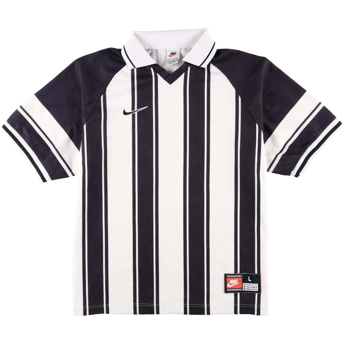 90年代 ナイキ Nike Team ストライプ柄 ゲームシャツ サッカーシャツ 英国製 メンズl ヴィンテージ Eaa 0802 スポーツtシャツ 古着屋jam ジャム