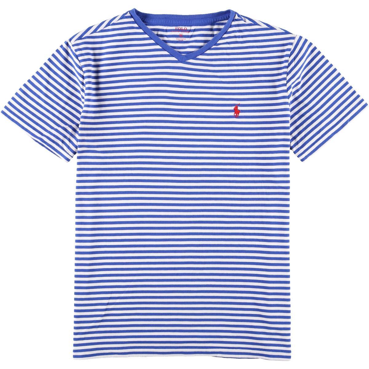 ラルフローレン Ralph Lauren Polo Ralph Lauren Vネック ボーダーtシャツ メンズm Eaa 0803 Ss09 Js10 Ss12 Ss2103 ボーダー ジャガードtシャツ 古着屋jam ジャム