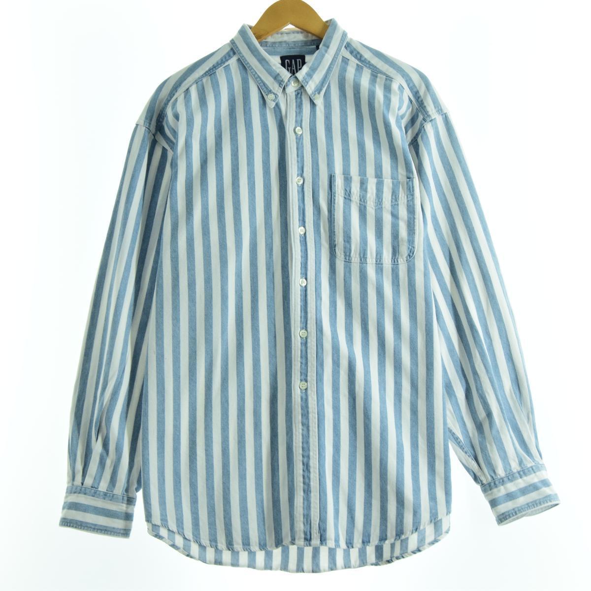 90年代 ギャップ Gap オールドギャップ ストライプ柄 長袖 ボタンダウンデニムシャツ メンズl ヴィンテージ Eaa 中古 0806 Ss2103 デニムシャツ 古着屋jam ジャム
