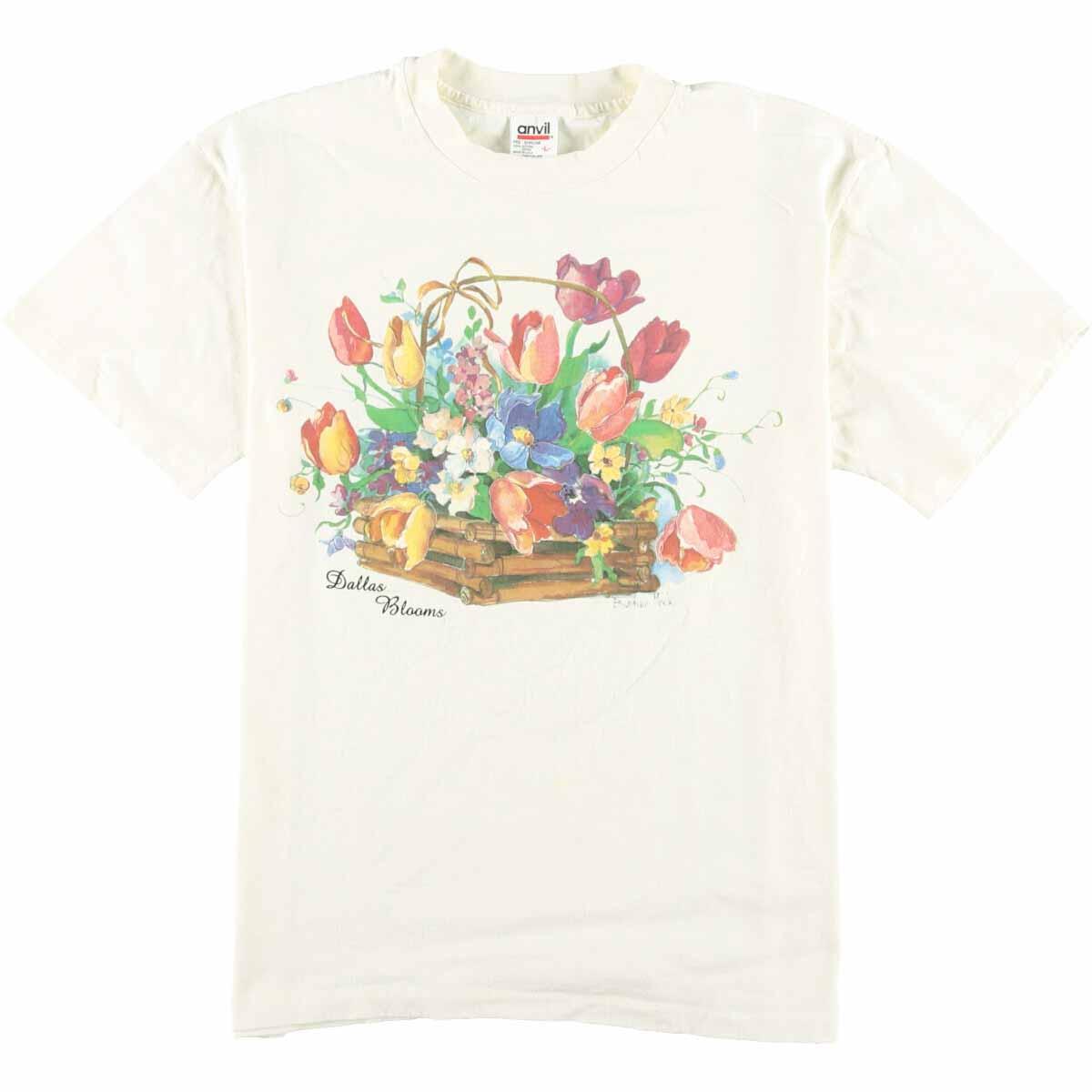 90年代 Anvil 花柄 プリントtシャツ Usa製 レディースl ヴィンテージ Eaa0675 0808 グラフィックtシャツ 古着屋jam ジャム