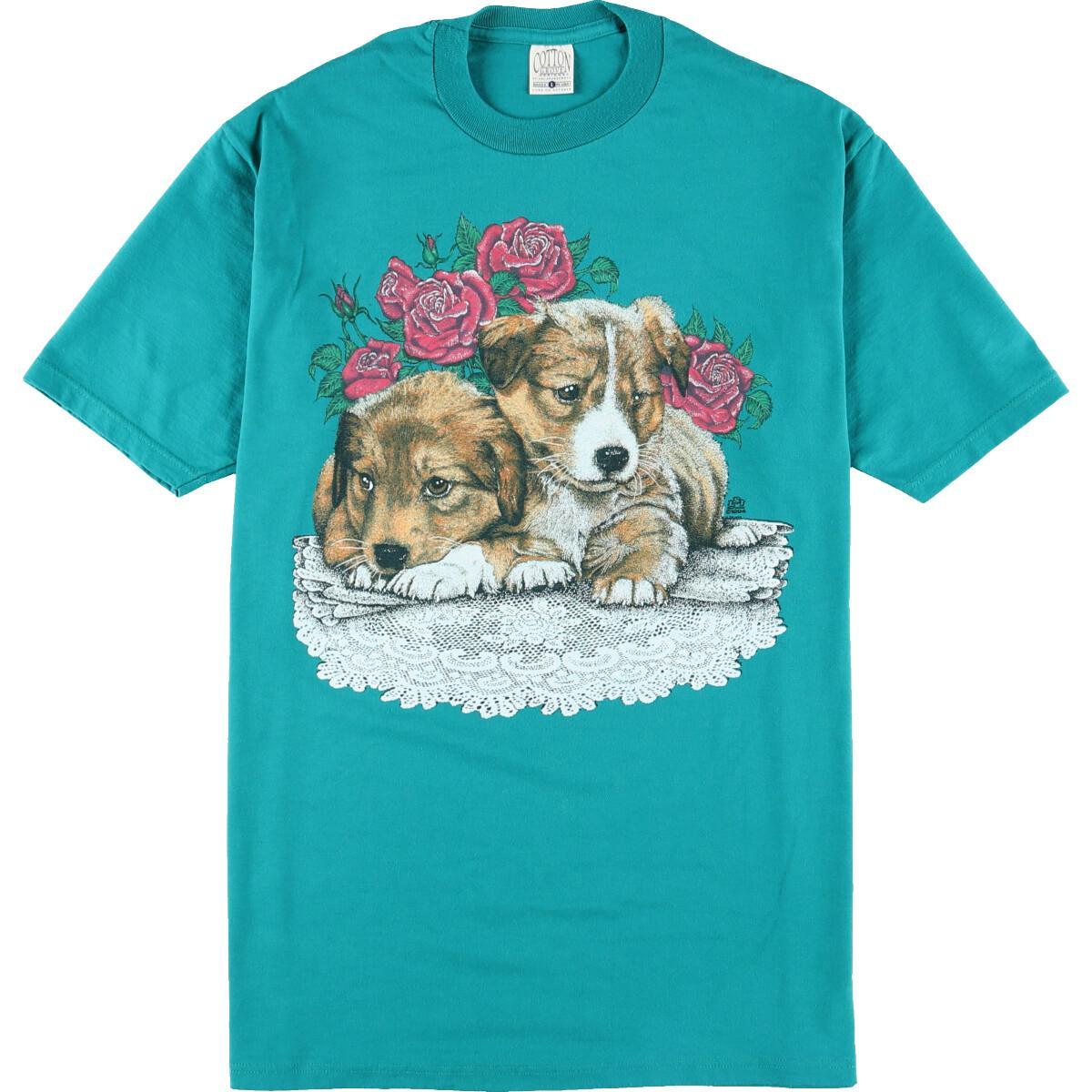 90年代 犬柄 アニマルプリントtシャツ Usa製 レディースxl ヴィンテージ Eaa 0817 アニマルプリントtシャツ 古着 屋jam ジャム