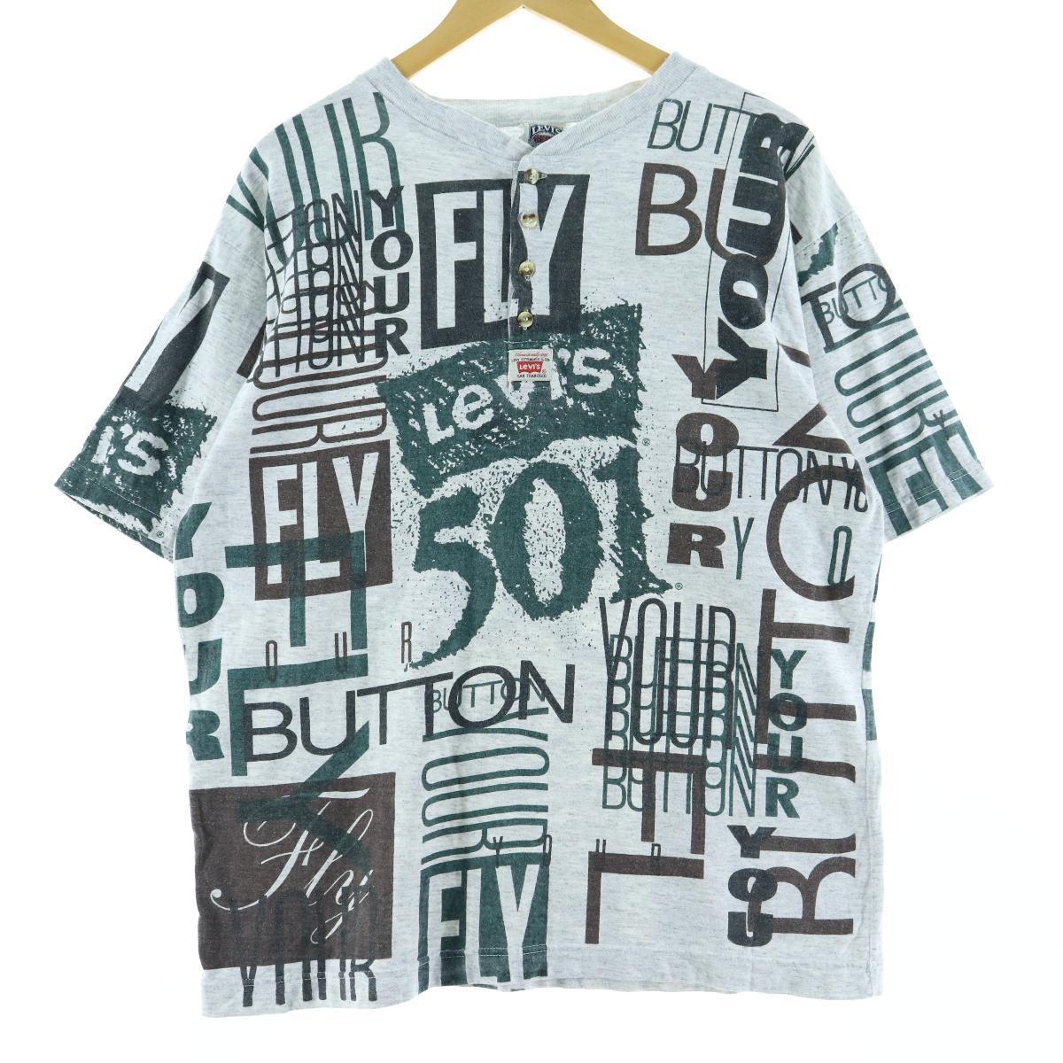 希少レア 90年代 リーバイス Levi S Shirts For Jeans 総柄 マルチプリント ヘンリーネックtシャツ Usa製 メンズxl ヴィンテージ Eaa 0816 その他tシャツ 古着屋jam ジャム