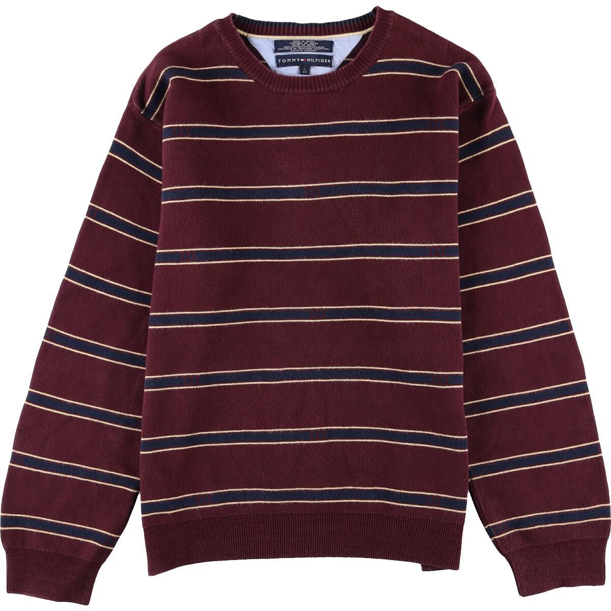 トミーヒルフィガー Tommy Hilfiger ボーダー柄 コットンニットセーター メンズl Eaa0755 0905 Ss2103 クルーネックセーター 古着屋jam ジャム