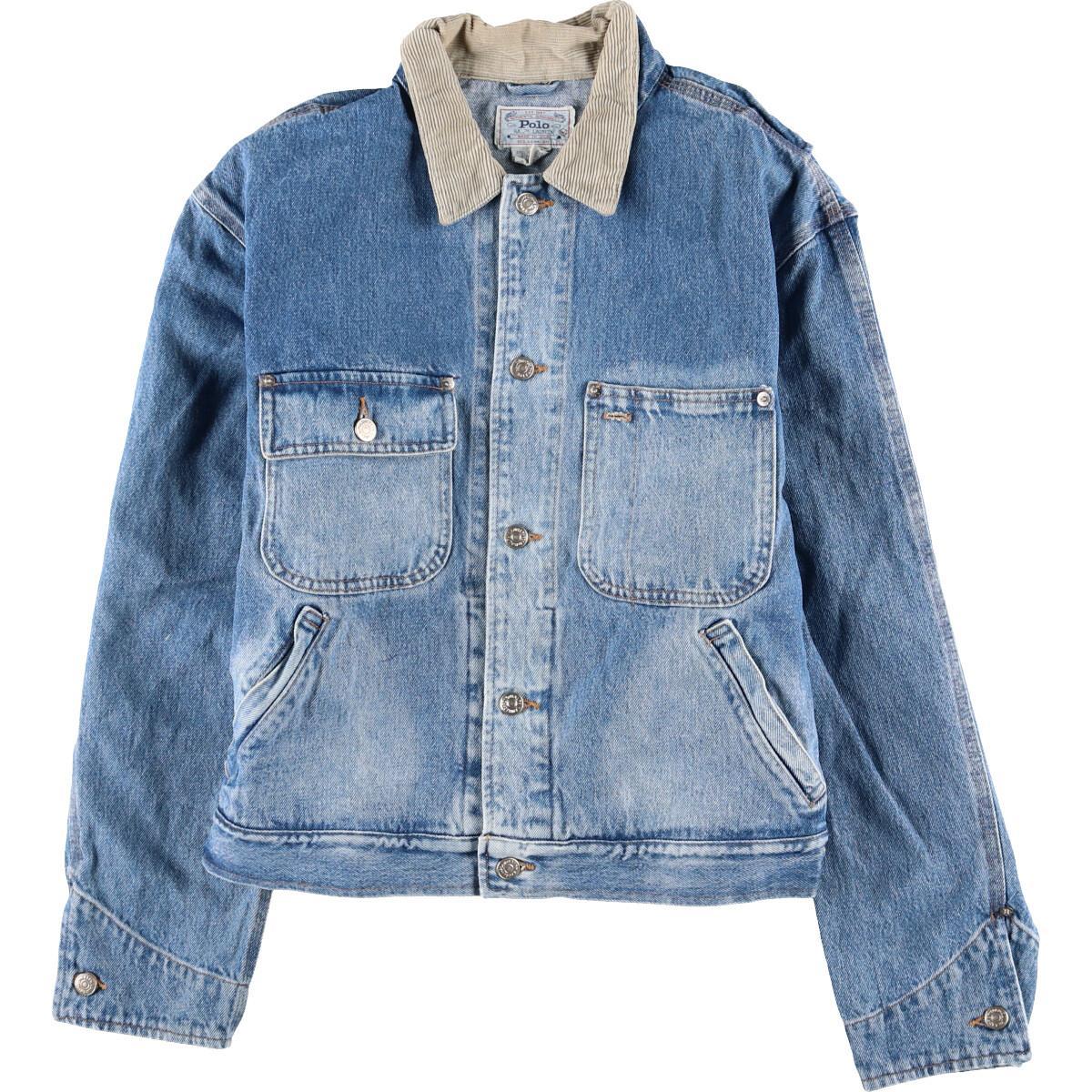80〜90年代 ラルフローレン Ralph Lauren POLO RALPH LAUREN 白タグ 星条旗柄 コーデュロイ襟 デニムジャケット Gジャン USA製 メンズM ヴィンテージ /eaa079815 【中古】 【200907】