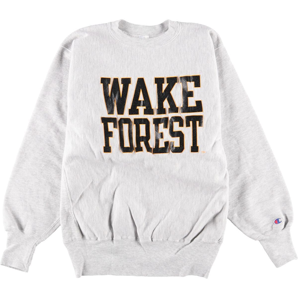 90年代 チャンピオン Champion リバースウィーブ 刺繍タグ Wake Forest ウェイクフォレスト大学 カレッジスウェットシャツ トレーナー Usa製 メンズl ヴィンテージ Eaa 0912 トレーナー 古着屋jam ジャム