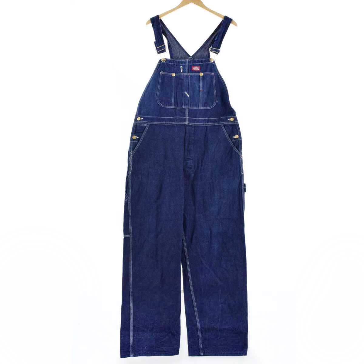 濃紺 ディッキーズ Dickies デニムオーバーオール USA製 メンズw37 /eaa081533 【中古】 【200919】