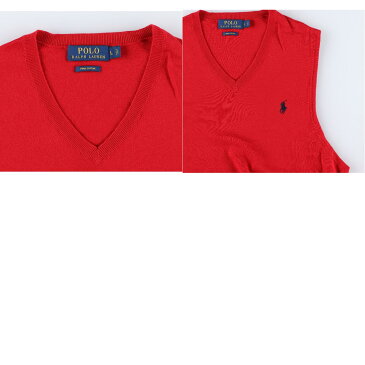 JAMリメイク ラルフローレン Ralph Lauren POLO RALPH LAUREN Vネック ピマコットンニットベスト メンズL /eaa085580 【中古】 【200925】