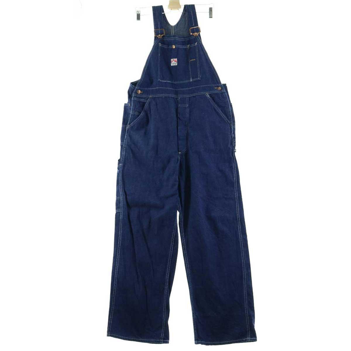希少レア 濃紺 50〜60年代 ベンデイビス BEN DAVIS 刺繍白タグ デニムオーバーオール メンズw37 ヴィンテージ /eaa086018 【中古】 【200924】【2b10f】