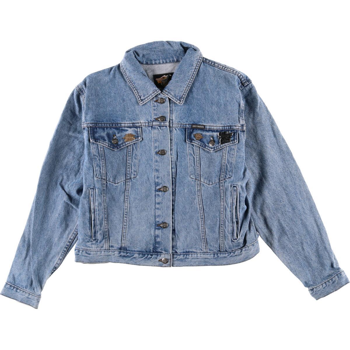 ハーレーダビッドソン Harley-Davidson ピンズ付き バックロゴ デニムジャケット Gジャン カナダ製 レディースXL /eaa088551 【中古】 【201002】